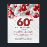 Cheap Red Silver Balloon Glitter 60th Birthday Flyer<br><div class="desc">Modern Glam Burgundy Red Silver Balloon Glitter Sparkle Any Age Birthday Invitation</div>
