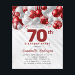 Cheap Red Silver Balloon Glitter 70th Birthday Flyer<br><div class="desc">Modern Glam Burgundy Red Silver Balloon Glitter Sparkle Any Age Birthday Invitation</div>