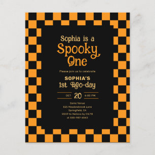 Cheap Retro Spooky One Halloween Birthday Flyer