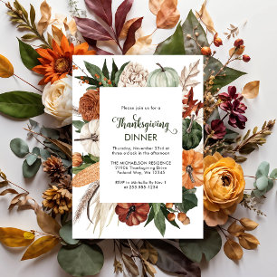 Cheap Rustic Green Thanksgiving Dinner Invite Flyer
