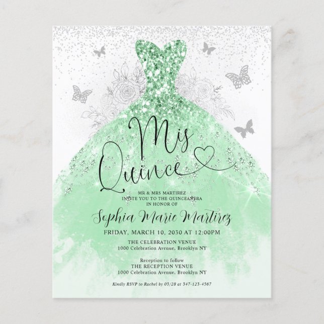 Cheap Sage Green Dress Mis Quince Quinceañera Flyer (Front)