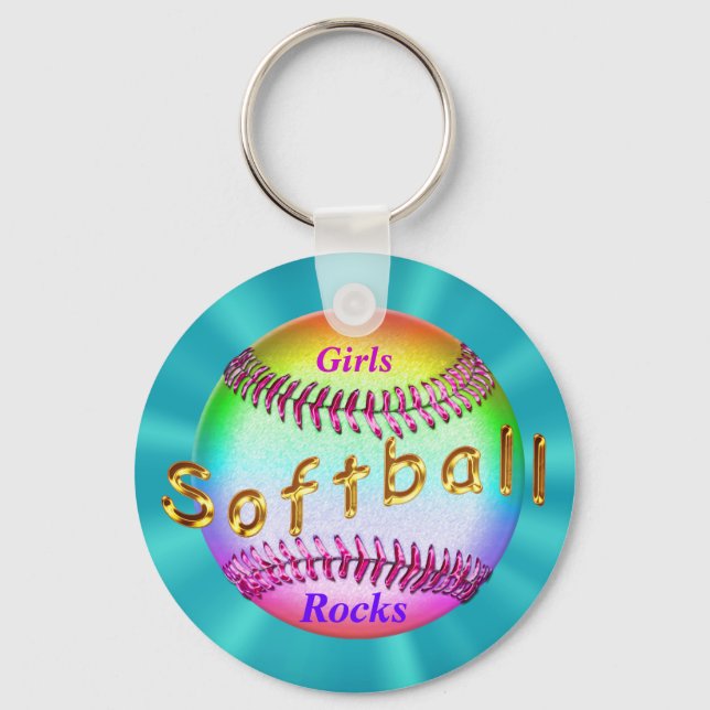 Cheap Softball Gifts for Girls, Softball Gift Bag Key Ring (Front)