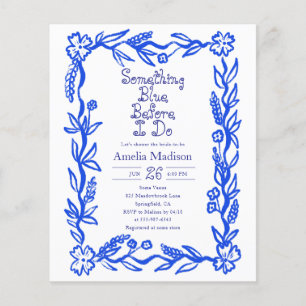Cheap Something Blue Flower Bridal Shower Flyer