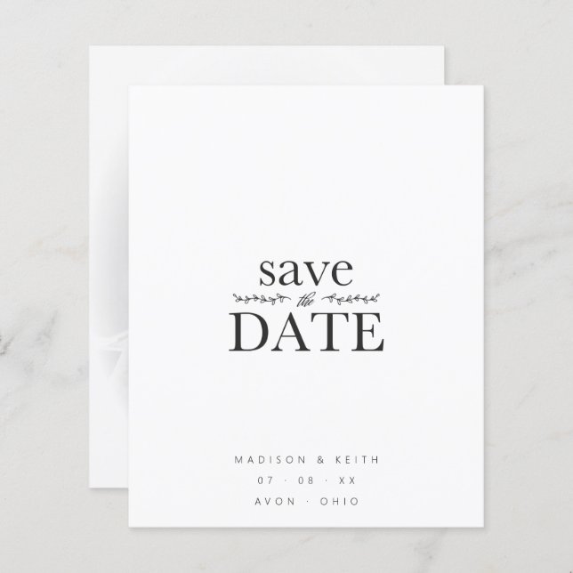 Cheap Sophisticated B&W Minimalist Photo Wedding (Front/Back)