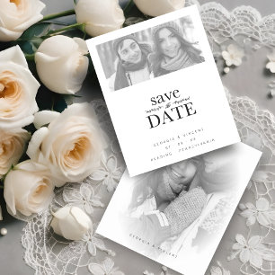 Cheap Sophisticated BW Minimalist 2 Photos Wedding