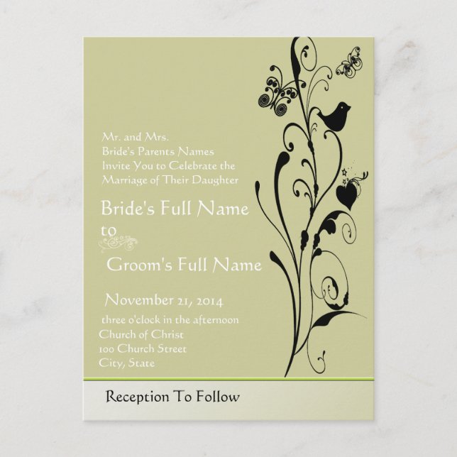 Cheap Wedding Invitation Postcards (Front)