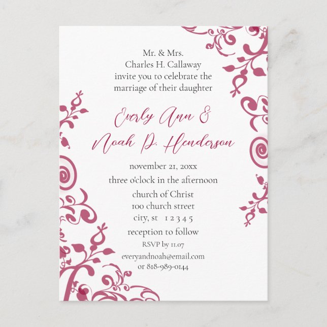 Cheap Wedding Invitation Postcards (Front)