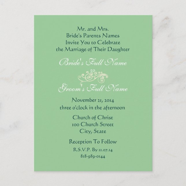 Cheap Wedding Invitation Postcards (Front)