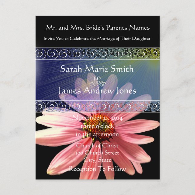 Cheap Wedding Invitation Postcards (Front)
