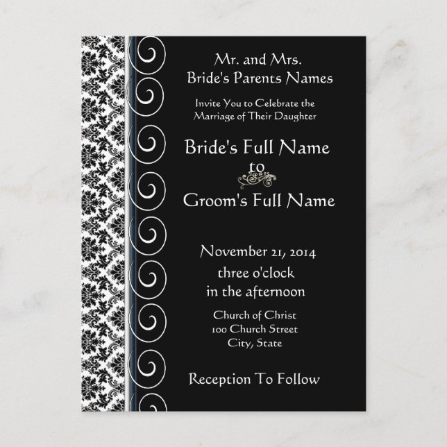 Cheap Wedding Invitation Postcards (Front)