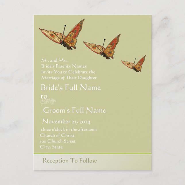 Cheap Wedding Invitation Postcards (Front)
