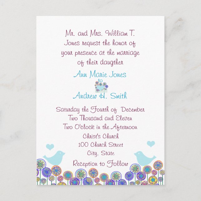 Cheap Wedding Invitation Postcards (Front)