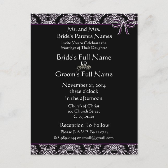 Cheap Wedding Invitation Postcards (Front)