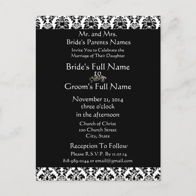 Cheap Wedding Invitation Postcards (Front)