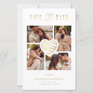 Cheap White Collage Wedding Gold Heart 4 Photos