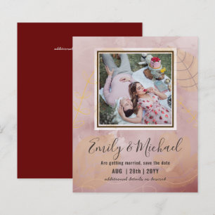 Cheapest PHOTO Budget Save Dates Watercolor Leaves
