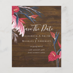 CHEAPEST PHOTO Save Dates Pampas Grass Tropical Flyer