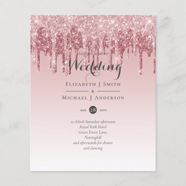 CHEAPEST Rose Gold Pink Glitter Wedding (Front)