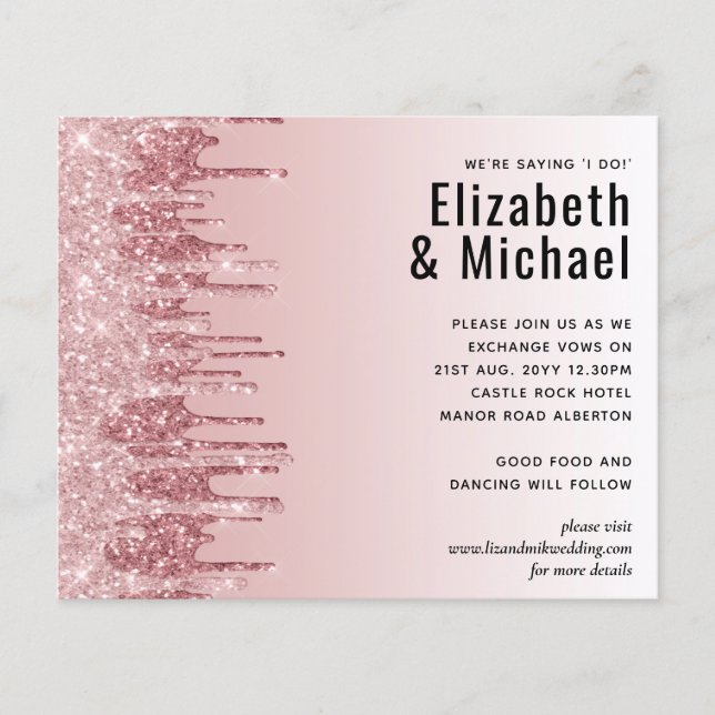 CHEAPEST Rose Gold Pink Glitter Wedding (Front)