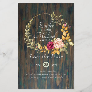 Cheapest Save The Dates Floral Wreath BUDGET