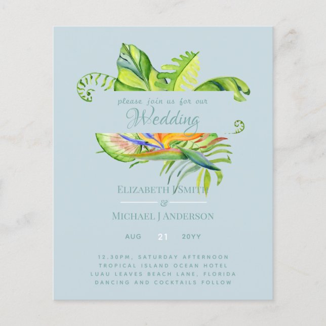Cheapest Tropical Leaves Wedding Luau Reception (Front)