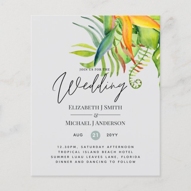 Cheapest Tropical Leaves Wedding Luau Reception (Front)