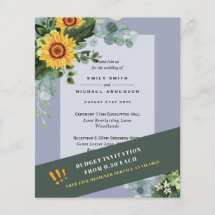 CHEAPEST WEDDING INVITATIONS Sunflowers Eucalyptus Flyer