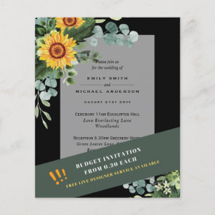 CHEAPEST WEDDING INVITATIONS Sunflowers Eucalyptus Flyer