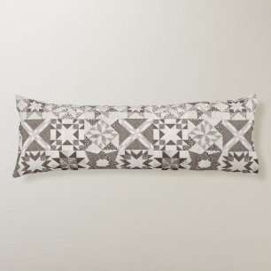 Cheater Traditional Patchwork Stars Quilt Black Body Cushion