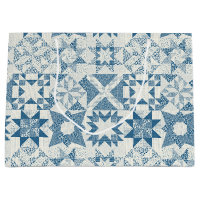 Cheater Traditional Patchwork Stars Quilt Blue