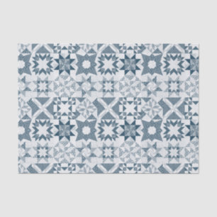 Cheater Traditional Patchwork Stars Quilt Blue Tissue Paper