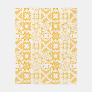 Cheater Traditional Patchwork Stars Quilt White Fleece Blanket