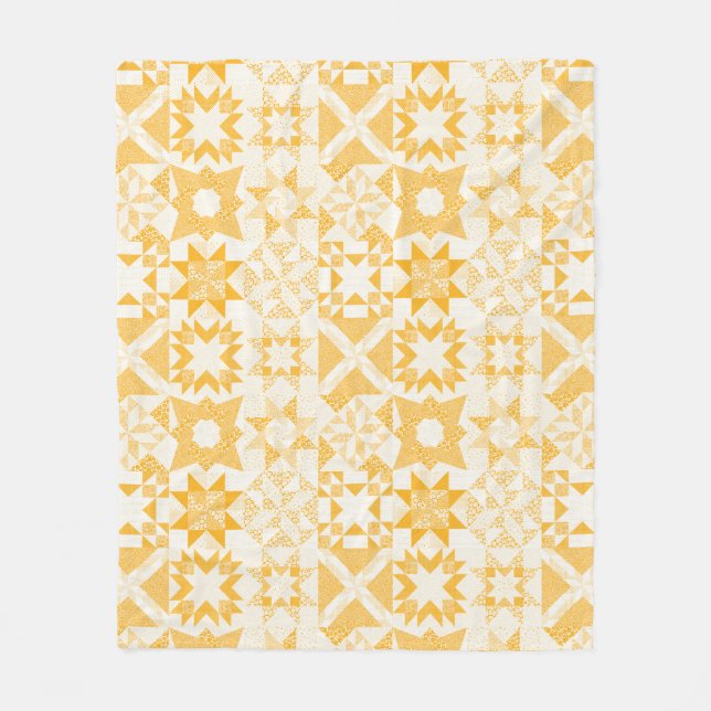 Cheater Traditional Patchwork Stars Quilt White Fleece Blanket (Front)