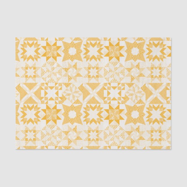 Cheater Traditional Patchwork Stars Quilt White Tissue Paper (Front)