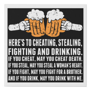 Cheating Stealing Fighting Drinking Drink With Me Faux Canvas Print