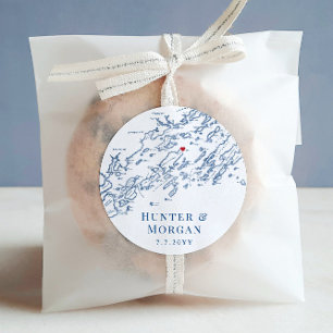Chebeague Island Maine Map Wedding Favour Classic Round Sticker