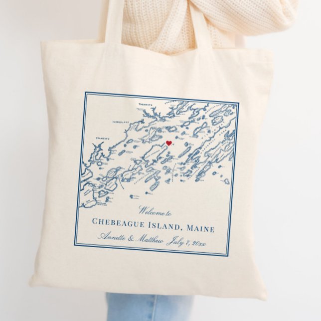 Chebeague Island Map Elegant Wedding Welcome Tote Bag (This Chebeague Island Maine wedding welcome tote bag is perfect for your Chebeague Island Inn event
)