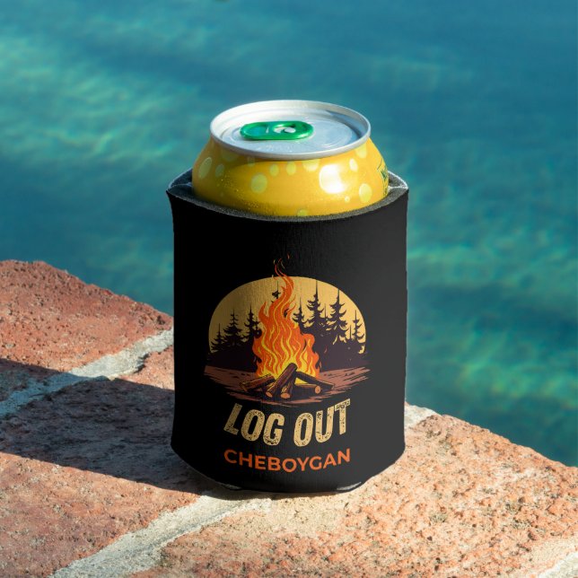 Cheboygan Michigan Campfire Can Cooler (In Situ Pool)
