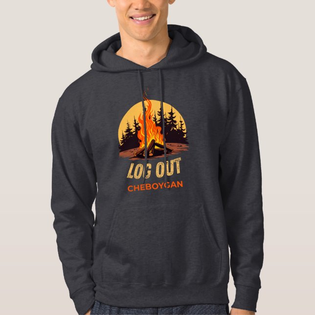 Cheboygan Michigan Campfire Hoodie (Front)