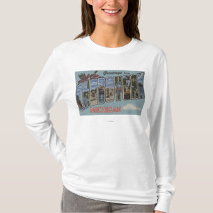 Cheboygan, Michigan - Large Letter Scenes T-Shirt