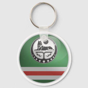 Chechen Glossy Circle Flag Key Ring