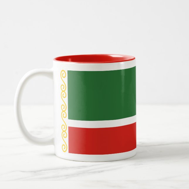Chechnya Flag Two-Tone Coffee Mug (Left)