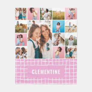 Check 16 photo modern minimal pink simple elegant fleece blanket