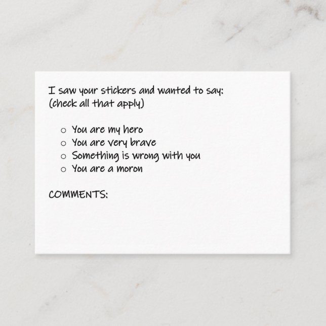 Check all that apply business card (Front)