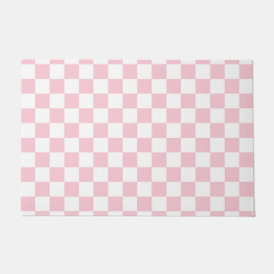Check Baby Pink And White Chequerboard Pattern Doormat
