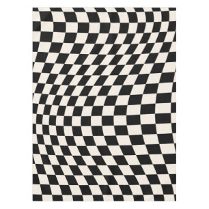 Check Black And Cream White Pattern Chequerboard Tablecloth