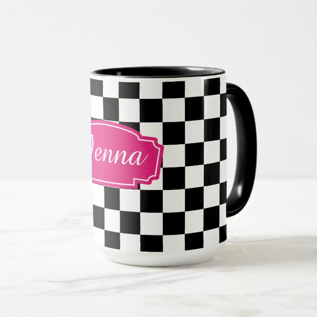 Check black and white  mug (Front Right)