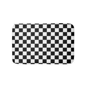 Check Black White Chequered Pattern Chequerboard Bath Mat