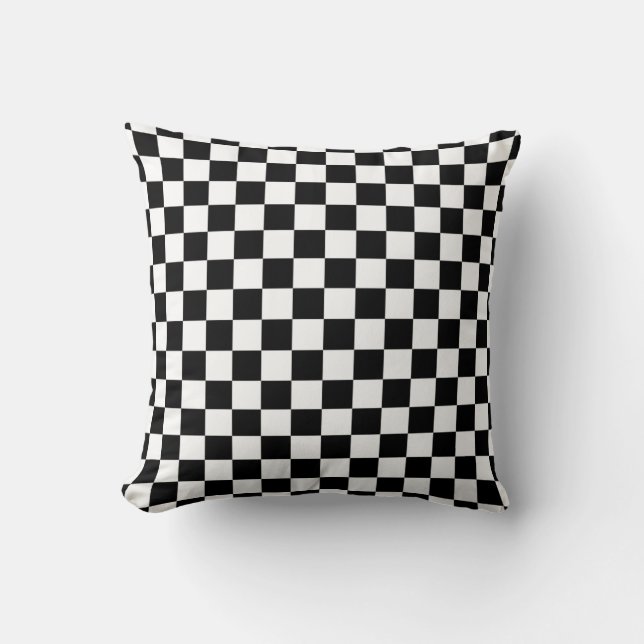 Check Black White Chequered Pattern Chequerboard Cushion (Front)