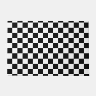 Check Black White Chequered Pattern Chequerboard Doormat